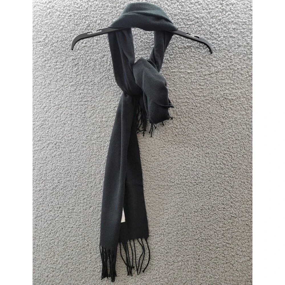 Club Room Beanie & Scarf Set Men's One Size Black Solid Fringe Trim